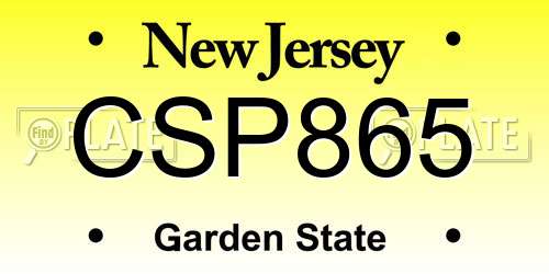 CSP865 New Jersey License Plate