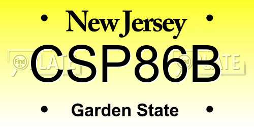 CSP86B New Jersey License Plate