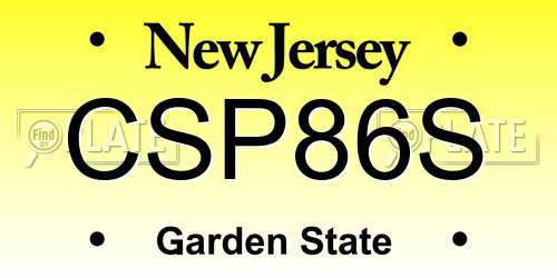 CSP86S New Jersey License Plate