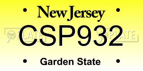 CSP932 New Jersey License Plate