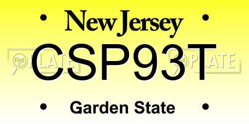 CSP93T New Jersey License Plate