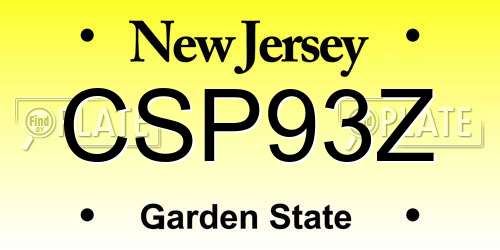 CSP93Z New Jersey License Plate