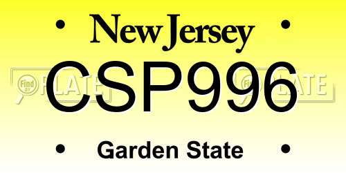 CSP996 New Jersey License Plate