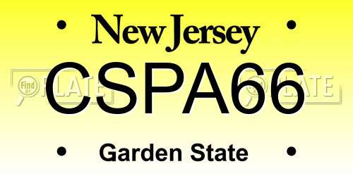 CSPA66 New Jersey License Plate