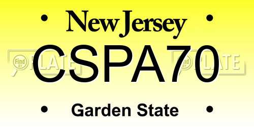 CSPA70 New Jersey License Plate