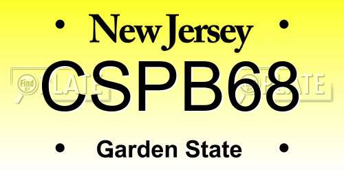 CSPB68 New Jersey License Plate