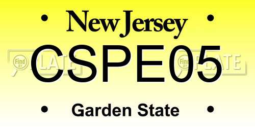 CSPE05 New Jersey License Plate