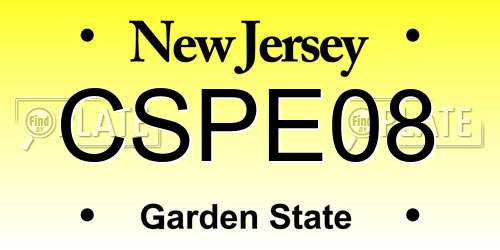 CSPE08 New Jersey License Plate