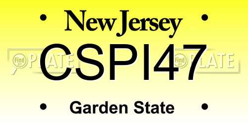 CSPI47 New Jersey License Plate