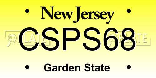 CSPS68 New Jersey License Plate