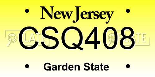 CSQ408 New Jersey License Plate