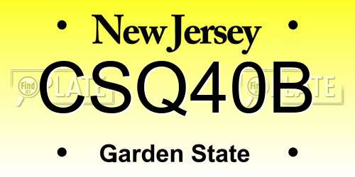 CSQ40B New Jersey License Plate