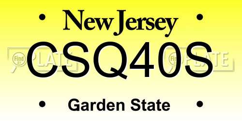 CSQ40S New Jersey License Plate