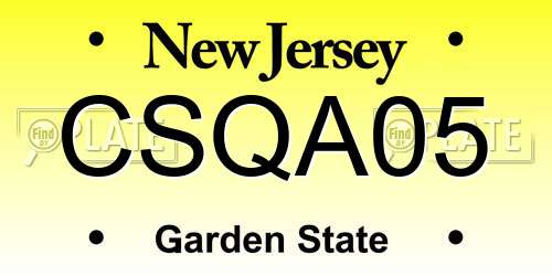 CSQA05 New Jersey License Plate