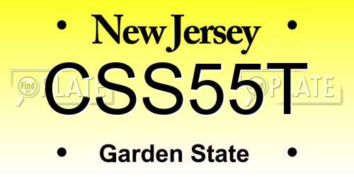 CSS55T New Jersey License Plate
