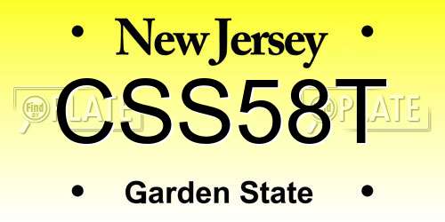 CSS58T New Jersey License Plate