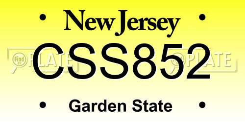 CSS852 New Jersey License Plate
