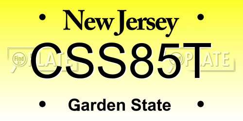 CSS85T New Jersey License Plate
