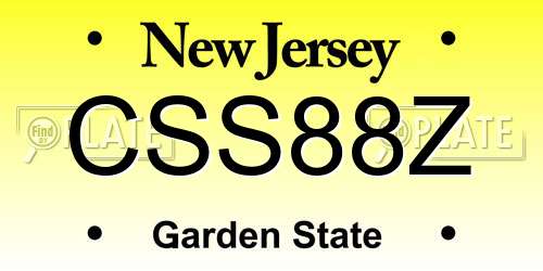 CSS88Z New Jersey License Plate