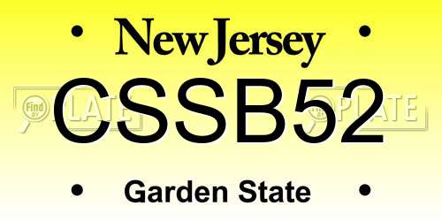 CSSB52 New Jersey License Plate