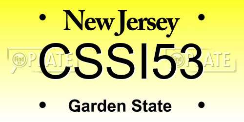 CSSI53 New Jersey License Plate
