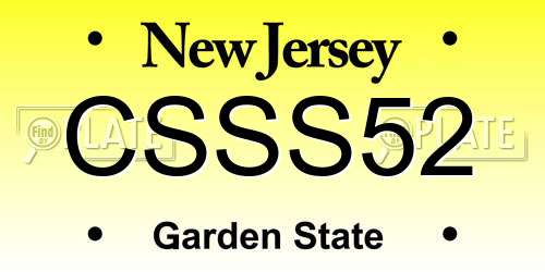 CSSS52 New Jersey License Plate