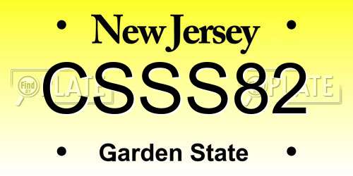 CSSS82 New Jersey License Plate