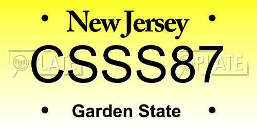 CSSS87 New Jersey License Plate
