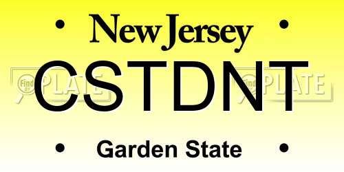 CSTDNT New Jersey License Plate
