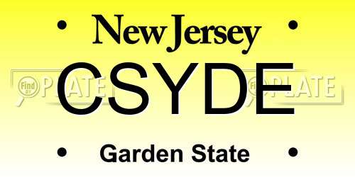 CSYDE New Jersey License Plate