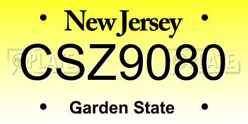 CSZ9080 New Jersey License Plate