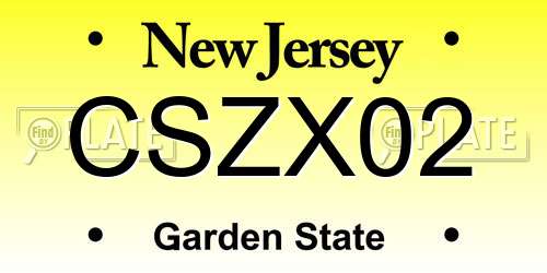 CSZX02 New Jersey License Plate