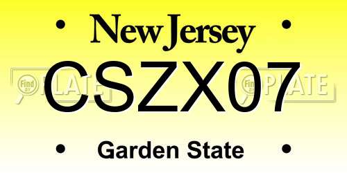 CSZX07 New Jersey License Plate