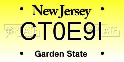 CT0E9I New Jersey License Plate