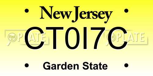 CT0I7C New Jersey License Plate