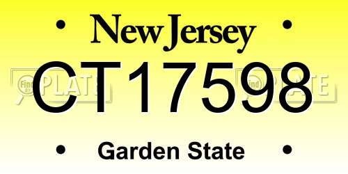 CT17598 New Jersey License Plate