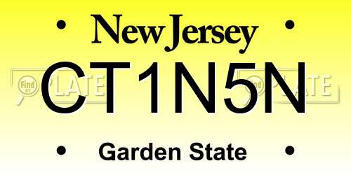 CT1N5N New Jersey License Plate