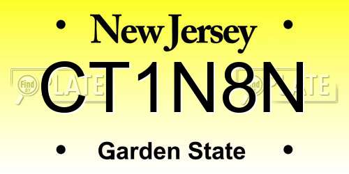 CT1N8N New Jersey License Plate