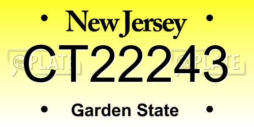 CT22243 New Jersey License Plate