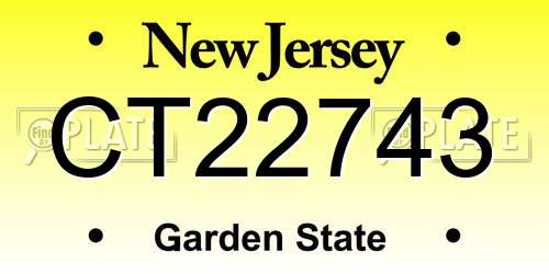 CT22743 New Jersey License Plate