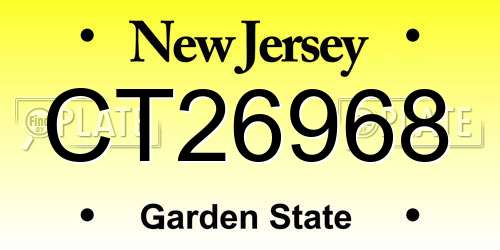 CT26968 New Jersey License Plate