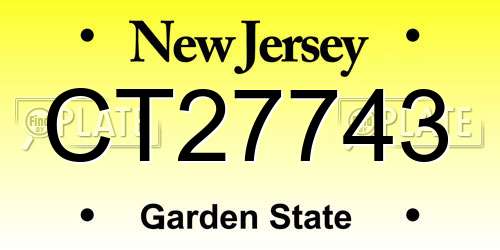 CT27743 New Jersey License Plate