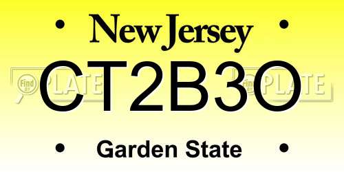 CT2B3O New Jersey License Plate