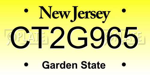 CT2G965 New Jersey License Plate