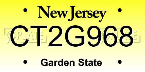 CT2G968 New Jersey License Plate