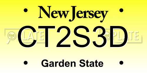 CT2S3D New Jersey License Plate