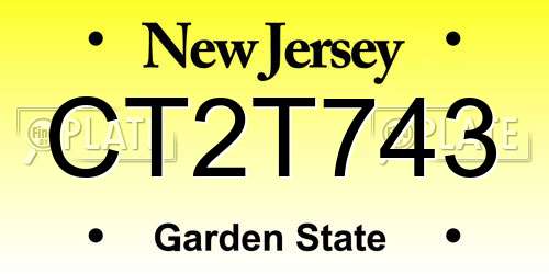CT2T743 New Jersey License Plate