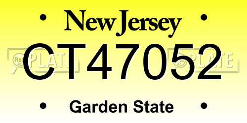 CT47052 New Jersey License Plate