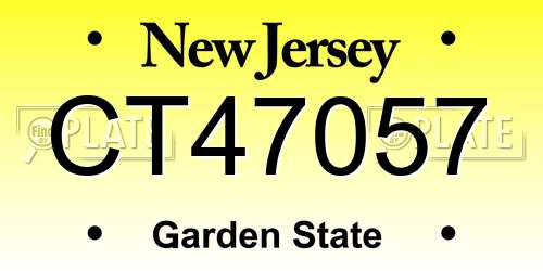 CT47057 New Jersey License Plate