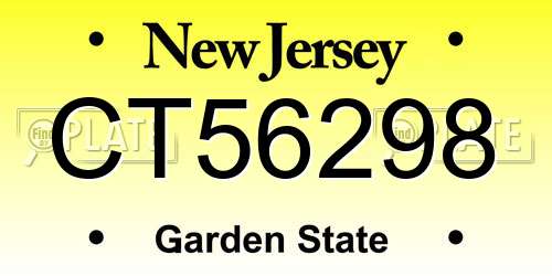CT56298 New Jersey License Plate